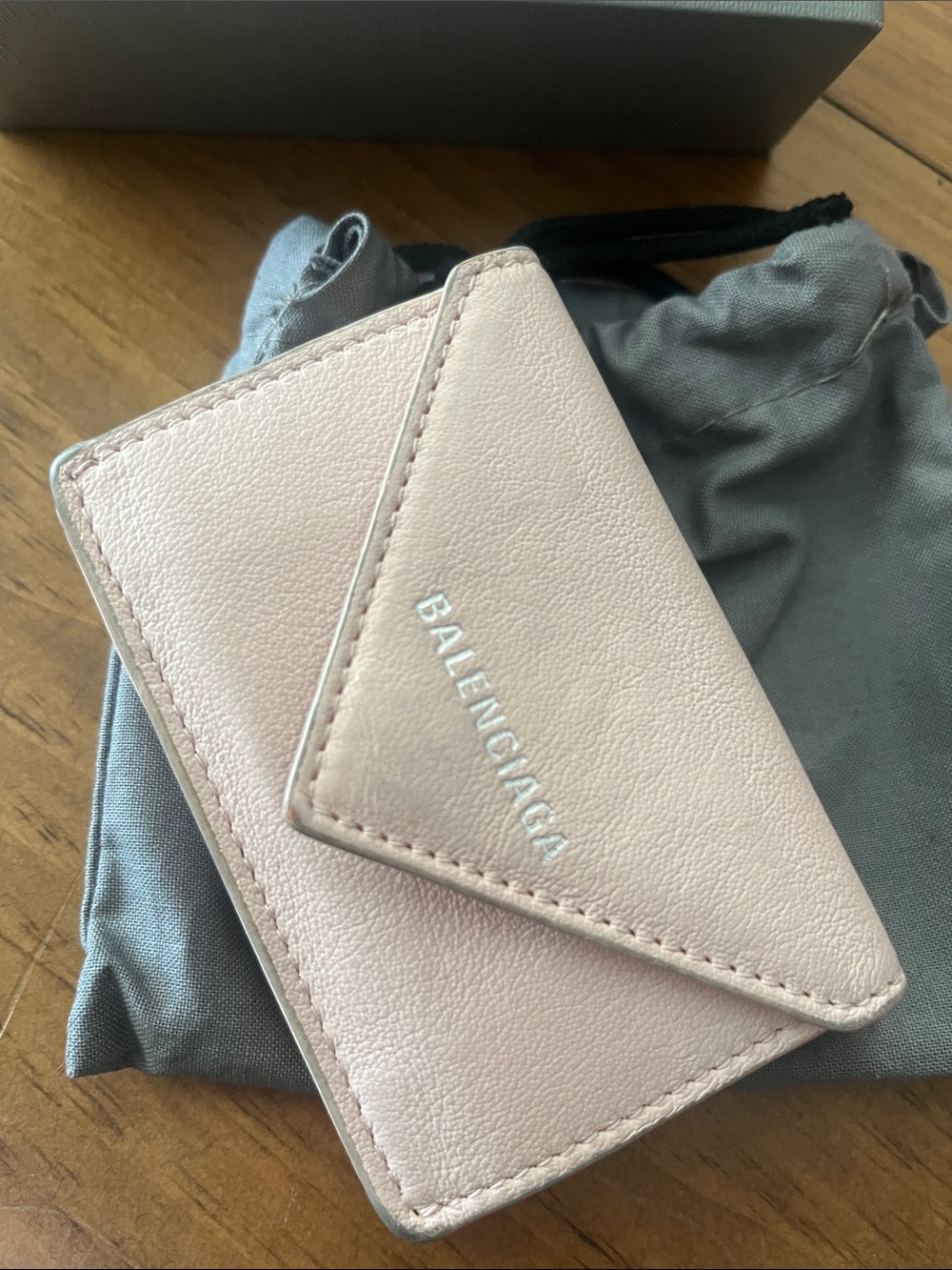 Balenciaga Pale Pink Leather Wallet Envelope Card Holder w COA - Picture 3 of 9